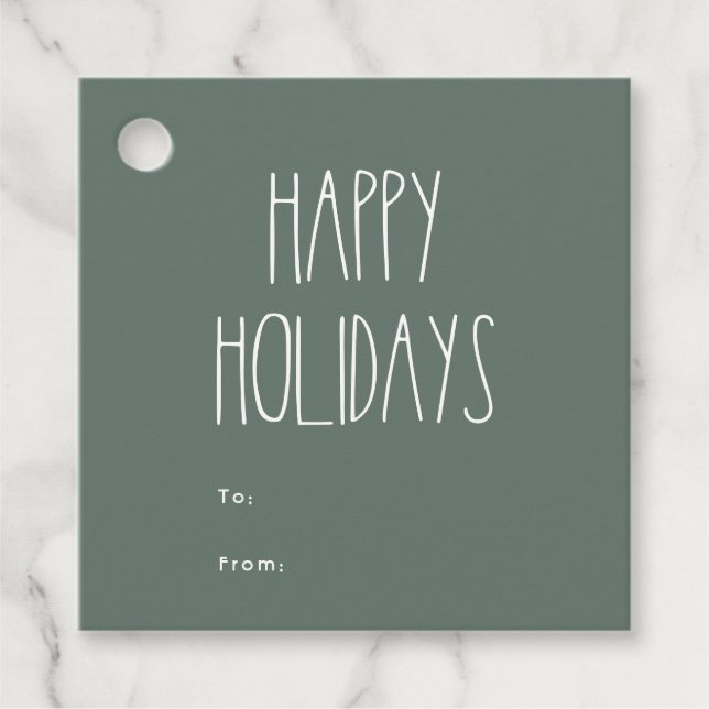 Étiquettes Cadeau Green Boho Polka Dot Joyeuses Vacances Carré De (Devant)