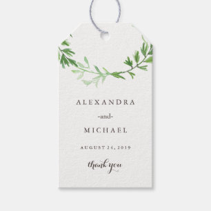 Étiquettes-cadeau Green Botanical Feuilles Wreath Wedding Favor
