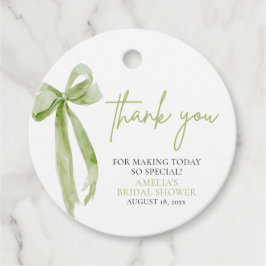Étiquettes Cadeau Green Bow Elle se marie Shower de Fiançailles