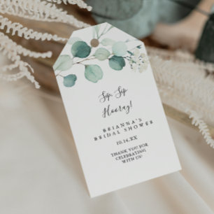 Étiquettes-cadeau Green Eucalyptus Sip Sip Hooray Fête des mariées