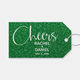Étiquettes-cadeau Green Faux Parties scintillant Mariage Faveur