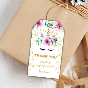 Étiquettes-cadeau Green Floral Unicorn Anniversaire Balises cadeaux