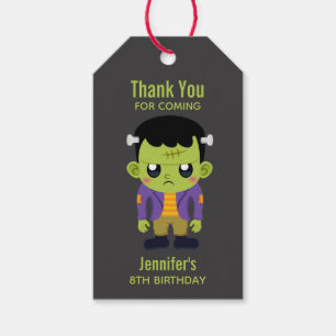 Étiquettes-cadeau Green Frankenstein Monster Halloween Cadeau d'anni
