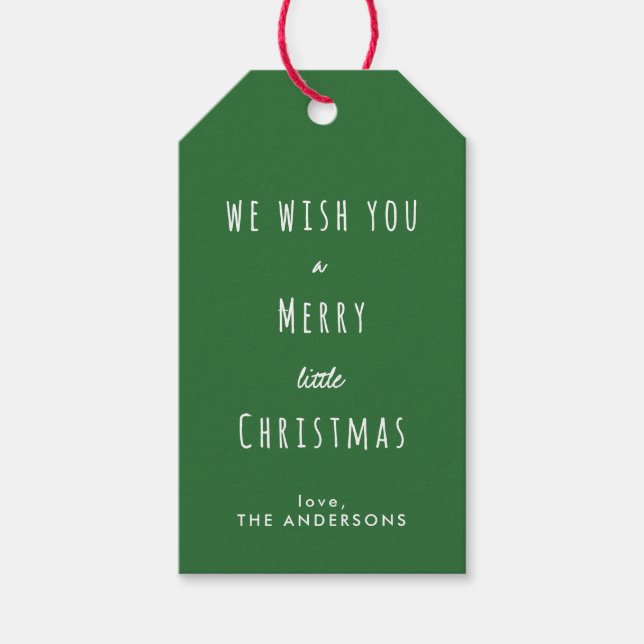 Étiquettes-cadeau Green Fun Wish You Merry little Christmas Photo (Devant)