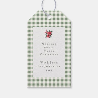 Étiquettes-cadeau Green Gingham Plaid Custom Christmas