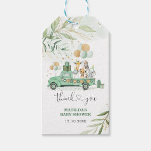 Étiquettes-cadeau Green Gold Safari Jungle Animaux Baby shower
