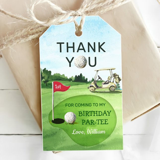 Étiquettes-cadeau Green Golf 1er Anniversaire Par tee (Créateur téléchargé)