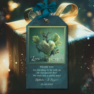 Étiquettes-cadeau Green Heart Love Grows Mariage Favor Merci