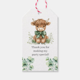 Étiquettes-cadeau Green Highland Cow Anniversaire Fête Favoriser