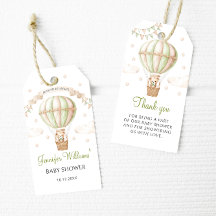 Green Hot Air Balloon Teddy Baby shower merci