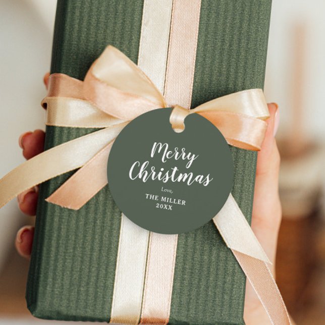 Étiquettes Cadeau Green Joyeux cadeau de Noël (Créateur téléchargé)