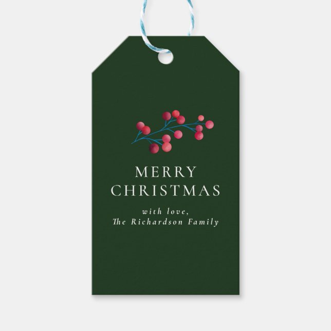 Étiquettes-cadeau Green Joyeux Noël Famille personnalisée (Devant)