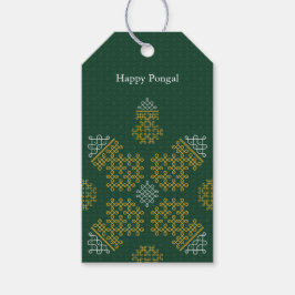 Étiquettes-cadeau Green Minimal Tamil Kolam Pongal