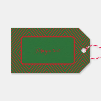 Étiquettes-cadeau Green & Red Diagonal Lines