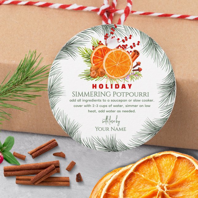 Étiquettes Cadeau Green Stovetop Christmas  Simmering Potpourri  (Créateur téléchargé)