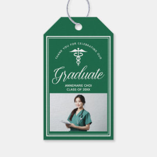 Étiquettes-cadeau Green White Médicale School Photo Party