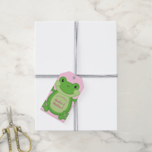 Étiquettes-cadeau Grenouille Baby shower Rose fille