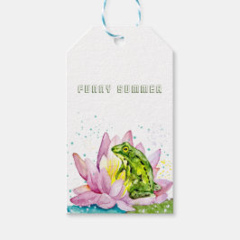 Étiquettes-cadeau Grenouille drôle sur un lotus