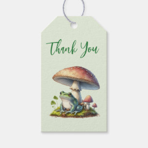 Étiquettes-cadeau Grenouille sous un champignon Mignon Nature Merci