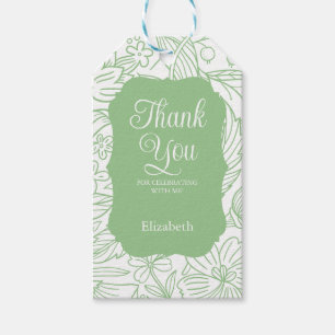 Étiquettes-cadeau Grenouille Vert Blanc Flore Fille Anniversaire Mer