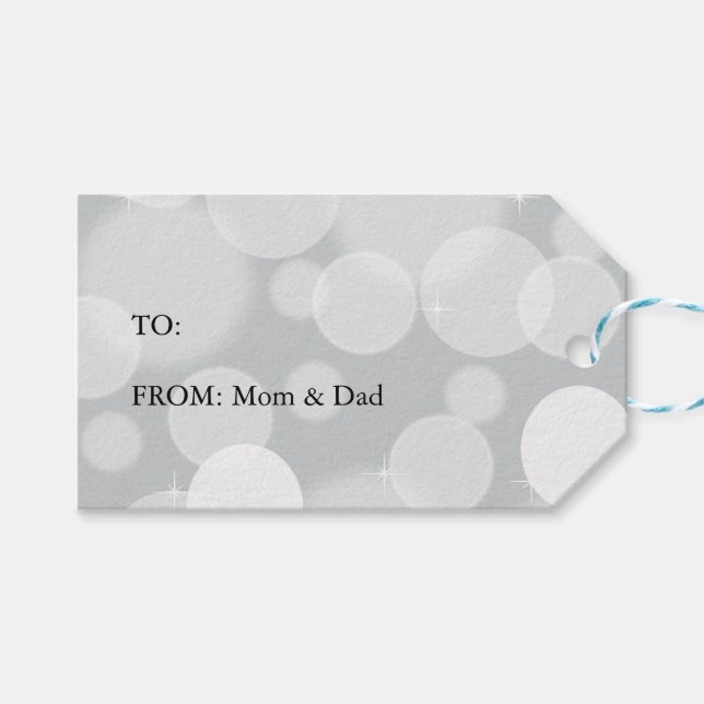 Étiquettes-cadeau Grey Bokeh (Devant (Horizontal))