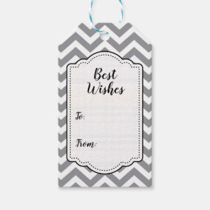 Étiquettes-cadeau Gris et blanc chevron épais Mariage Anniversaire V