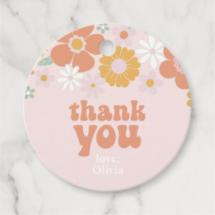Étiquettes Cadeau Groovy One Retro Floral remerciement favor