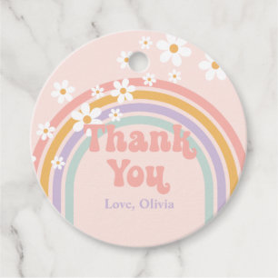 Étiquettes Cadeau Groovy Pastel arc-en-ciel Merci