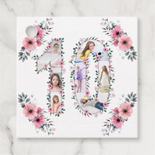 Étiquettes Cadeau Gros 10e anniversaire fille photo Collage Fleur ro