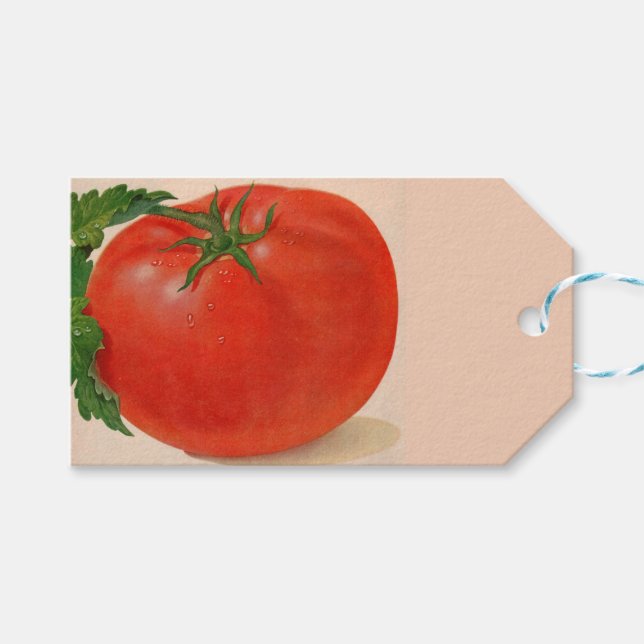 Étiquettes-cadeau gros imprimé tomate (Devant (Horizontal))