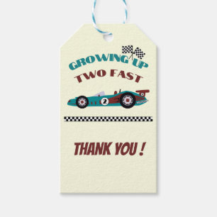 Étiquettes-cadeau Grossissant Deux Rapides Retro Boy Race Car Merci
