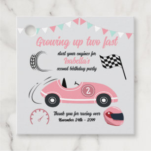 Étiquettes Cadeau Grossissant Deux Voiture De Course Rose Festive Ra