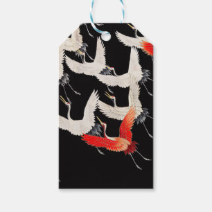 Étiquettes-cadeau Grues volantes : Japonais Bird Kimono Art