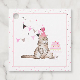 Étiquettes Cadeau Grumpy Chat Anniversaire Fête Favoriser Tags