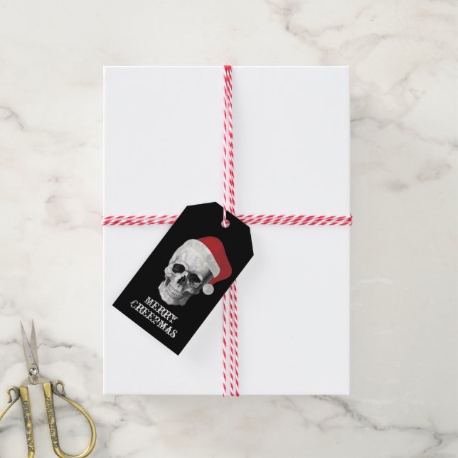 Étiquettes-cadeau Grunge Skull Père Noël (Avec de la ficelle)
