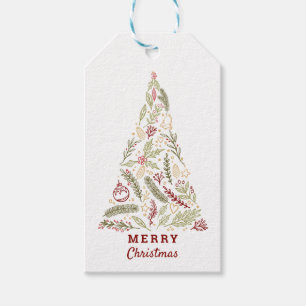Étiquettes-cadeau Gui de houx de cônes de pin d'arbre de Joyeux No