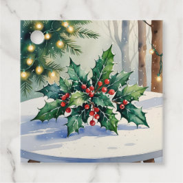 Étiquettes Cadeau Gui de Noël Mistletoe Fête Aquarelle