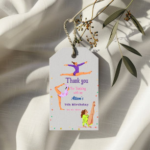 Étiquettes-cadeau Gymnastique saut Cartwheel fête d'anniversaire fil