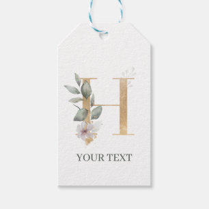Étiquettes-cadeau H Monogramme Floral Personnalisé
