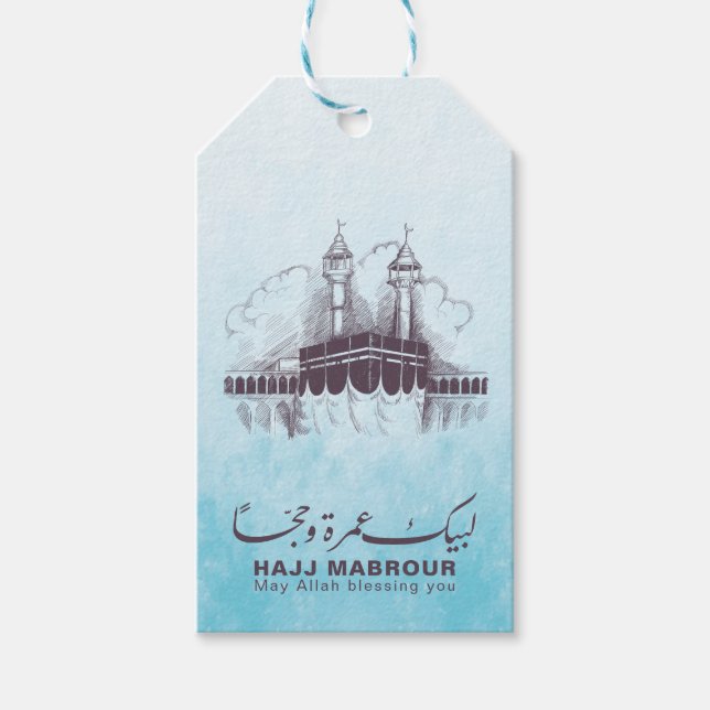 Étiquettes-cadeau Hajj Mabrour, Umrah Moubarak à La Mecque Arabie Sa (Devant)