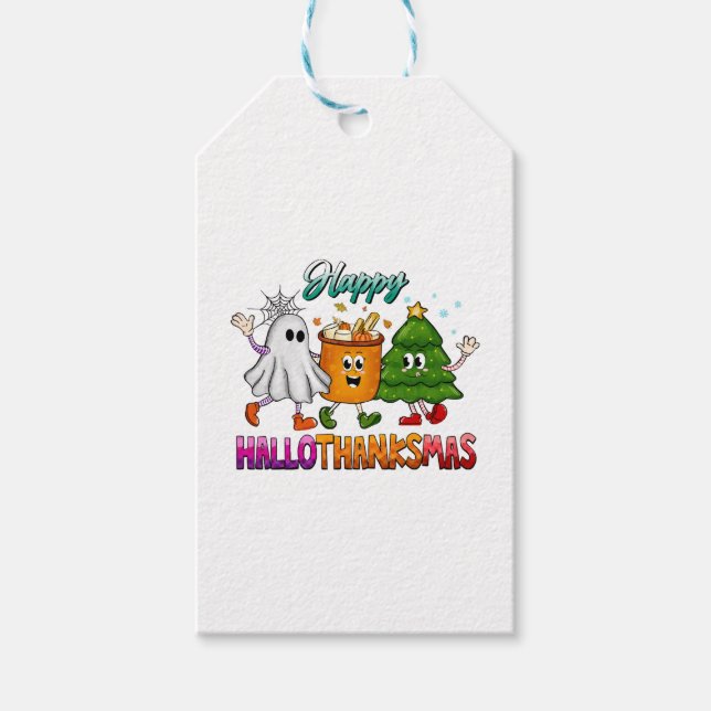Étiquettes-cadeau Hallothanksmas heureux (Devant)