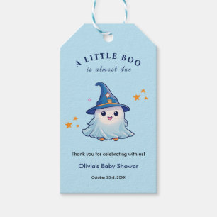 Étiquettes-cadeau Halloween Bleu Un Petit Baby shower Boo