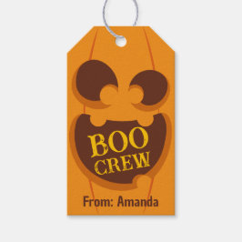 Étiquettes-cadeau Halloween Boo Crew Citrouille Éffrayant Retro Face
