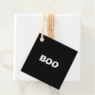 Étiquettes Cadeau Halloween Boo & noir et blanc éffrayant blanc