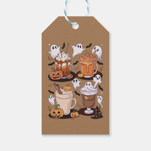 Étiquettes-cadeau Halloween Café Cute Fall Iced Café Lover Cadeau (Dos)