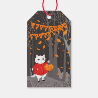Étiquettes-cadeau Halloween Chat mignon & Citrouille Jack-o’-lan