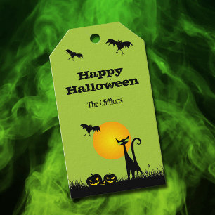Étiquettes-cadeau Halloween Chat Noir Favoriser