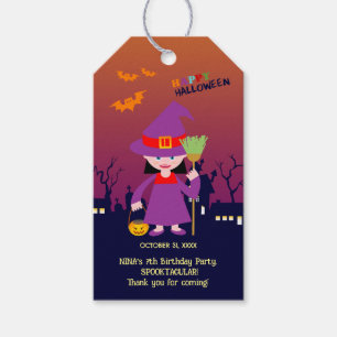 Étiquettes-cadeau Halloween Costume fille fête d'anniversaire