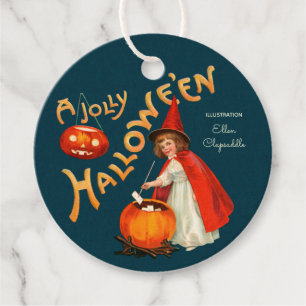Étiquettes Cadeau Halloween Cute petite sorcière CC1241 Clapsaddle