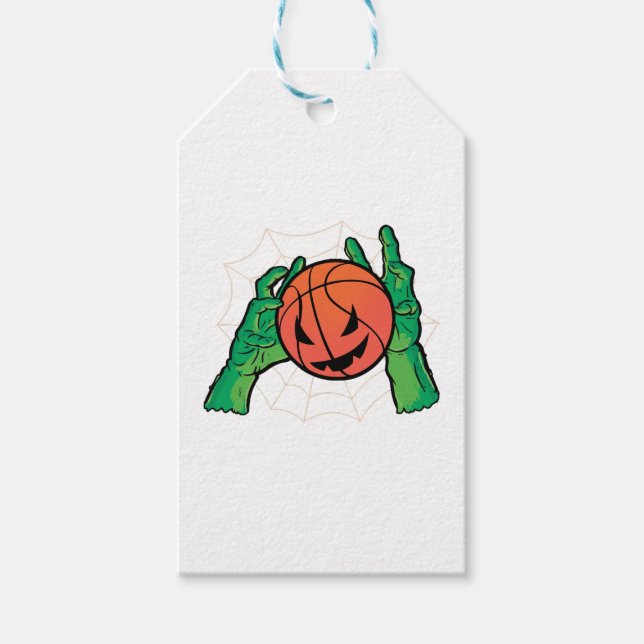 Étiquettes-cadeau Halloween de basket-ball (Devant)